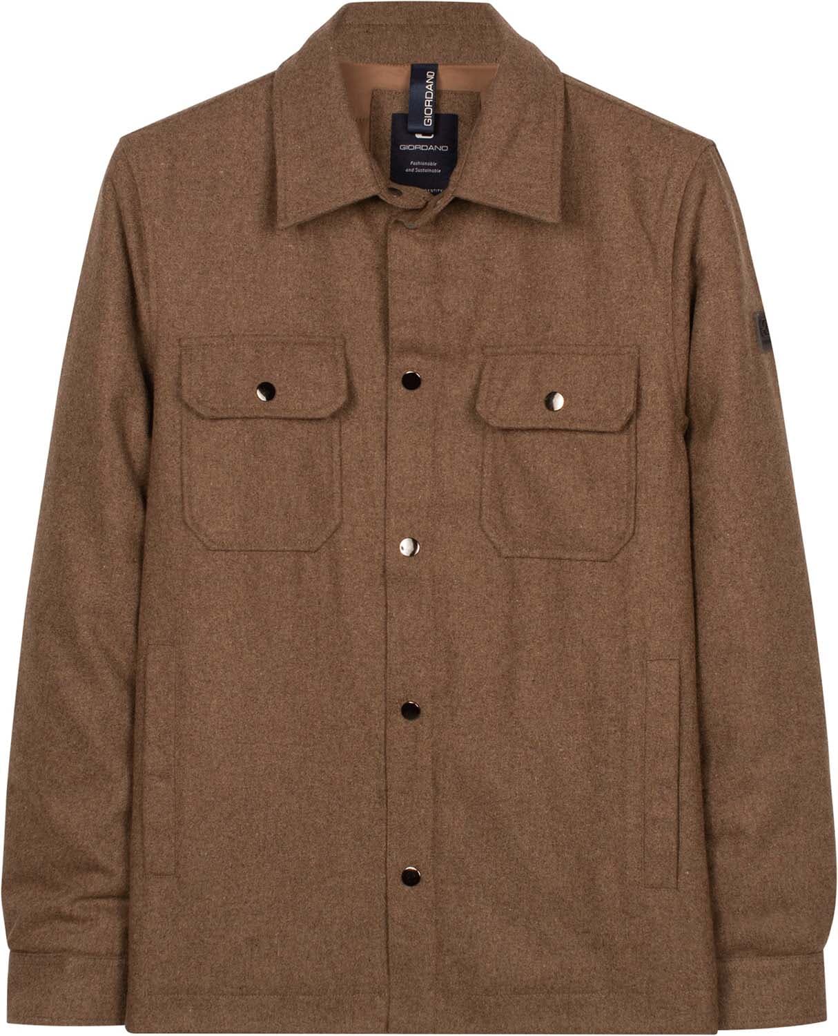 Giordano Overshirt Vinovo Padded Brushed Wol mix Bruin