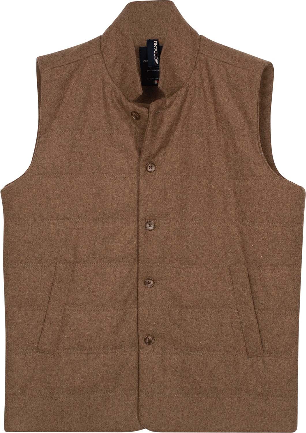 Giordano Bodywarmer Owen Brushed Wol mix Bruin