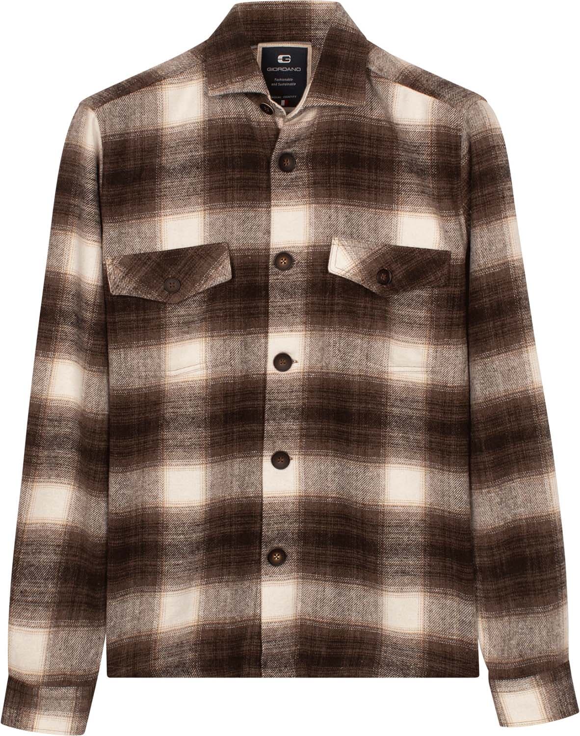 Giordano Overshirt Salerno Melange Check Bruin