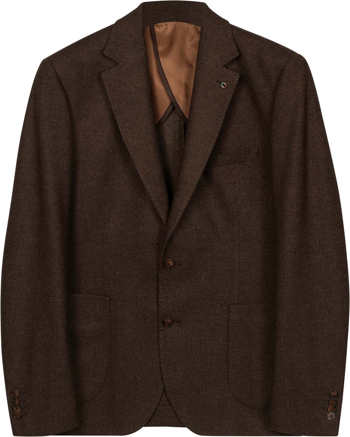 Giordano Blazer Piero Half Lined Printed wol touch knit Bruin