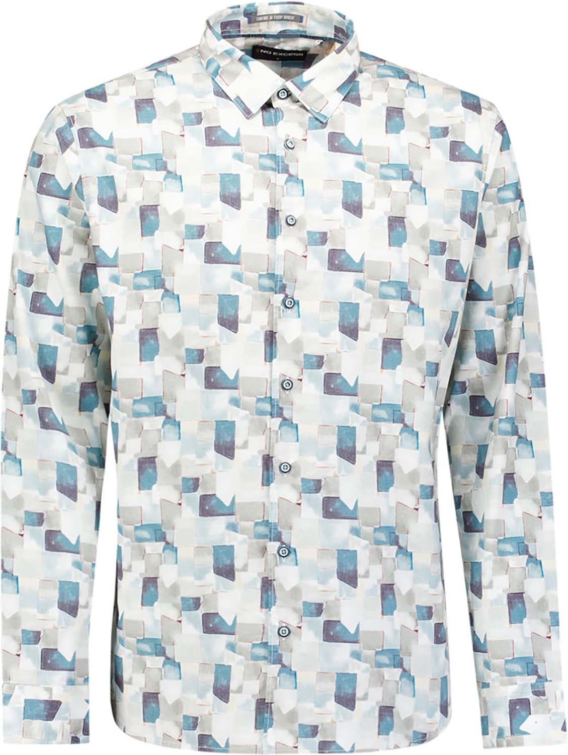 No Excess Overhemd Allover Printed Blauw