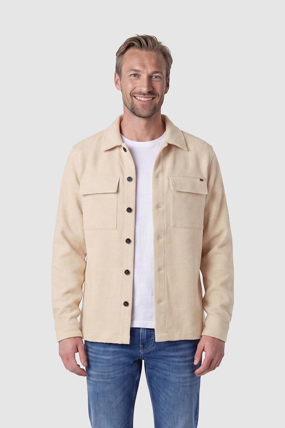 No Excess Overshirt Full Button Grijs