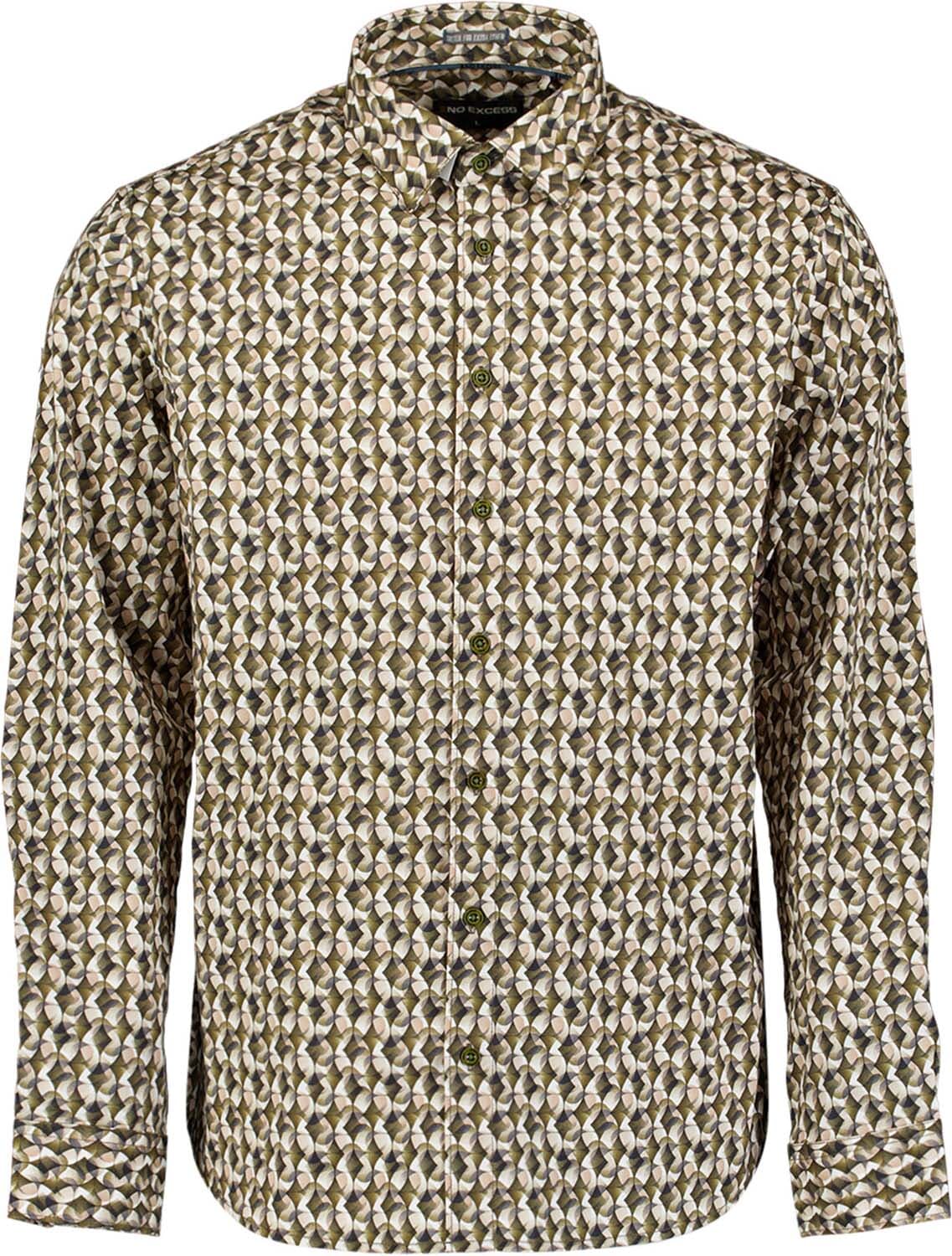 No Excess Overhemd Stretch Allover Printed Army