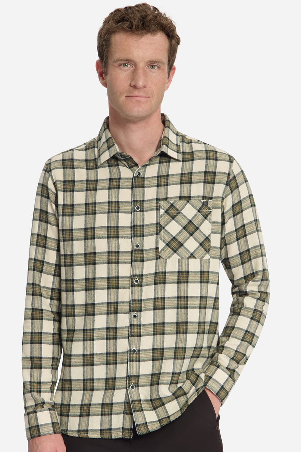 No Excess Overhemd Ruit Yarn Dyed Flannel Grijs