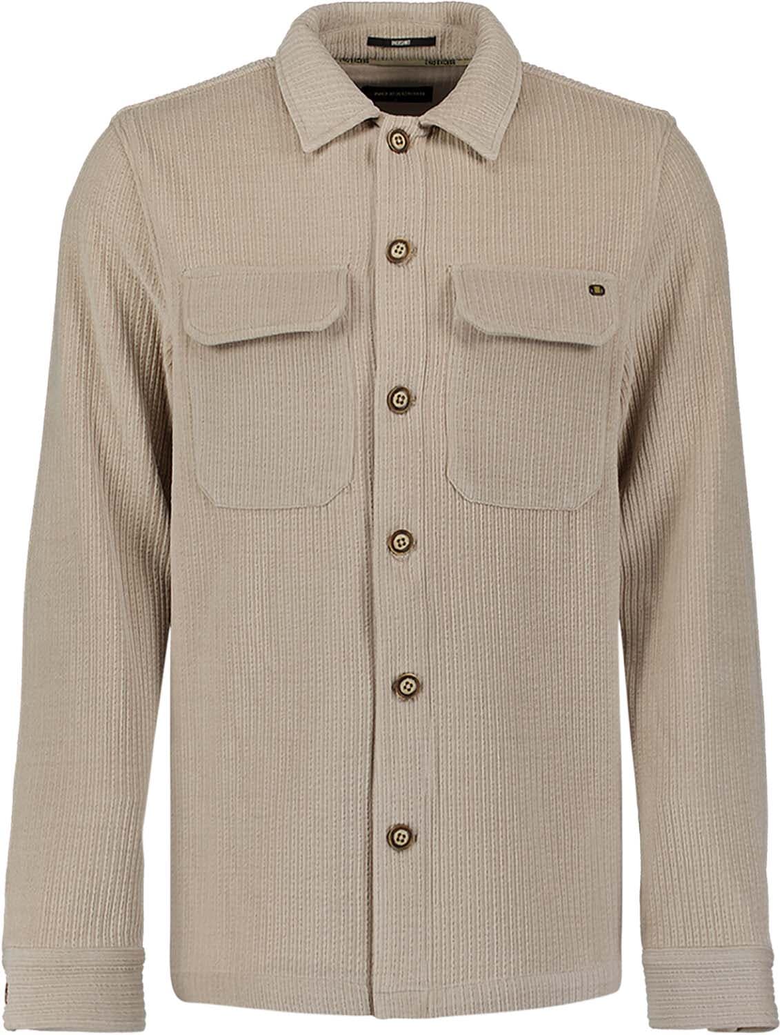 No Excess Overshirt Full Button Rib Sweat Antraciet
