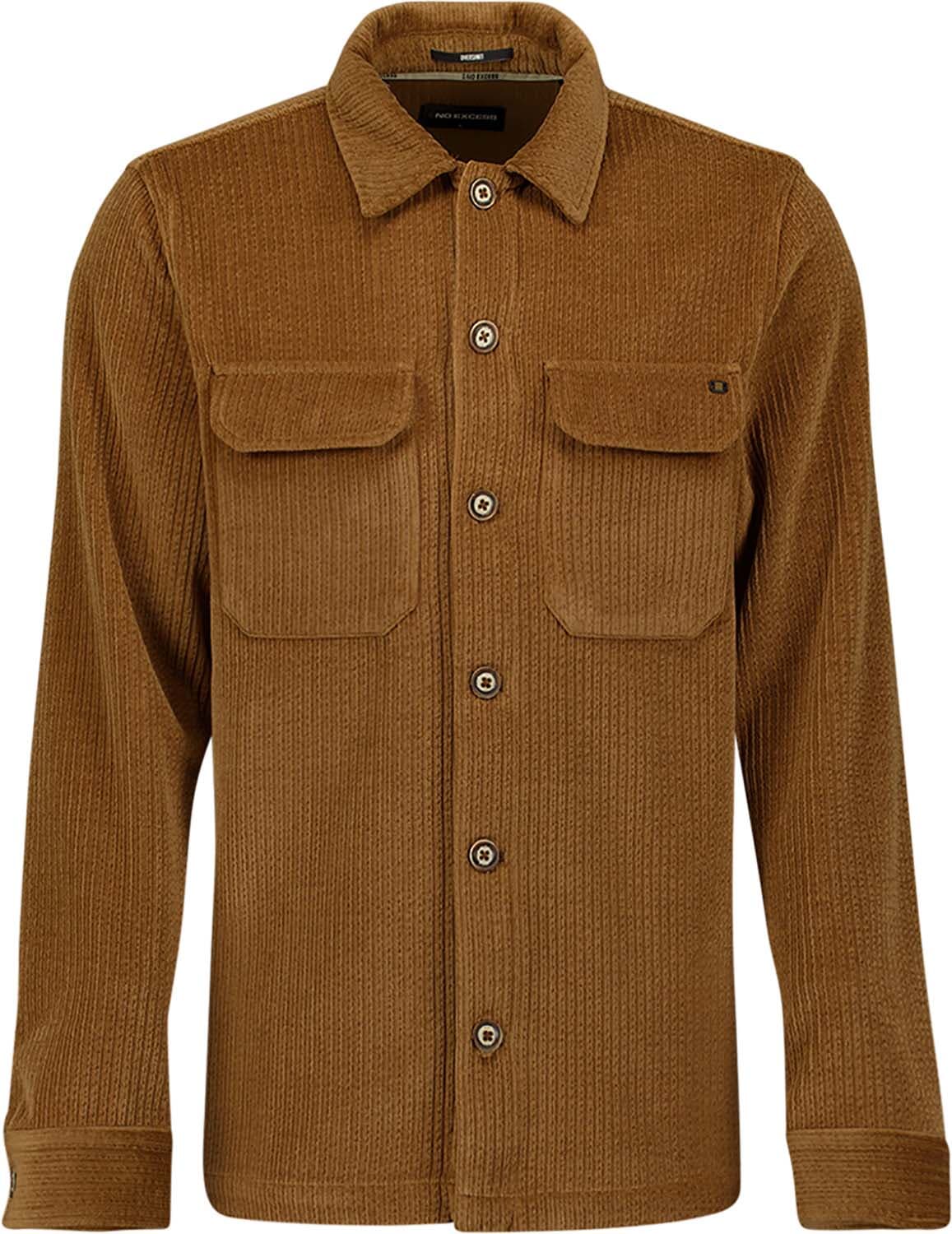 No Excess Overshirt Full Button Rib Sweat Beige