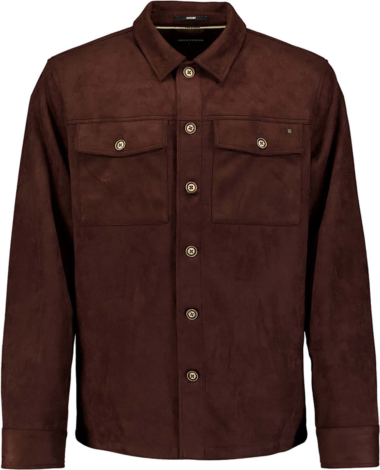 No Excess Overshirt Full Button Suede Bruin