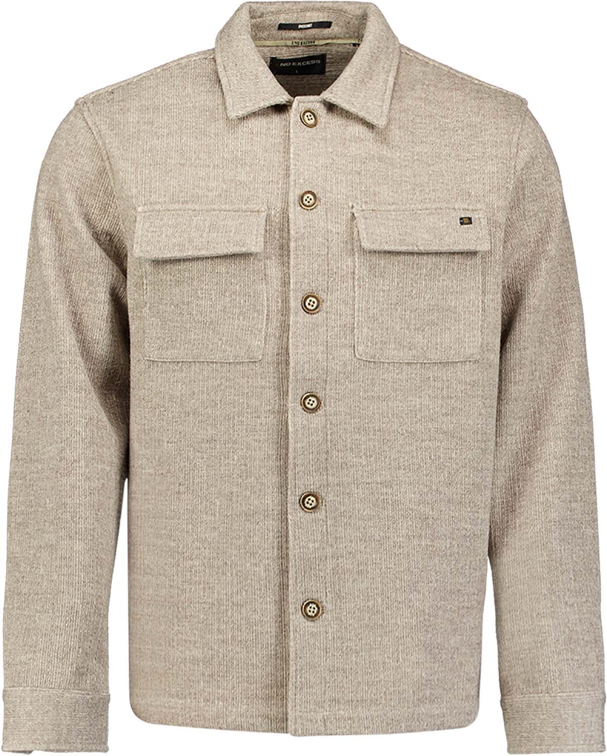 No Excess Overshirt Full Button Solid Jacquard Antraciet