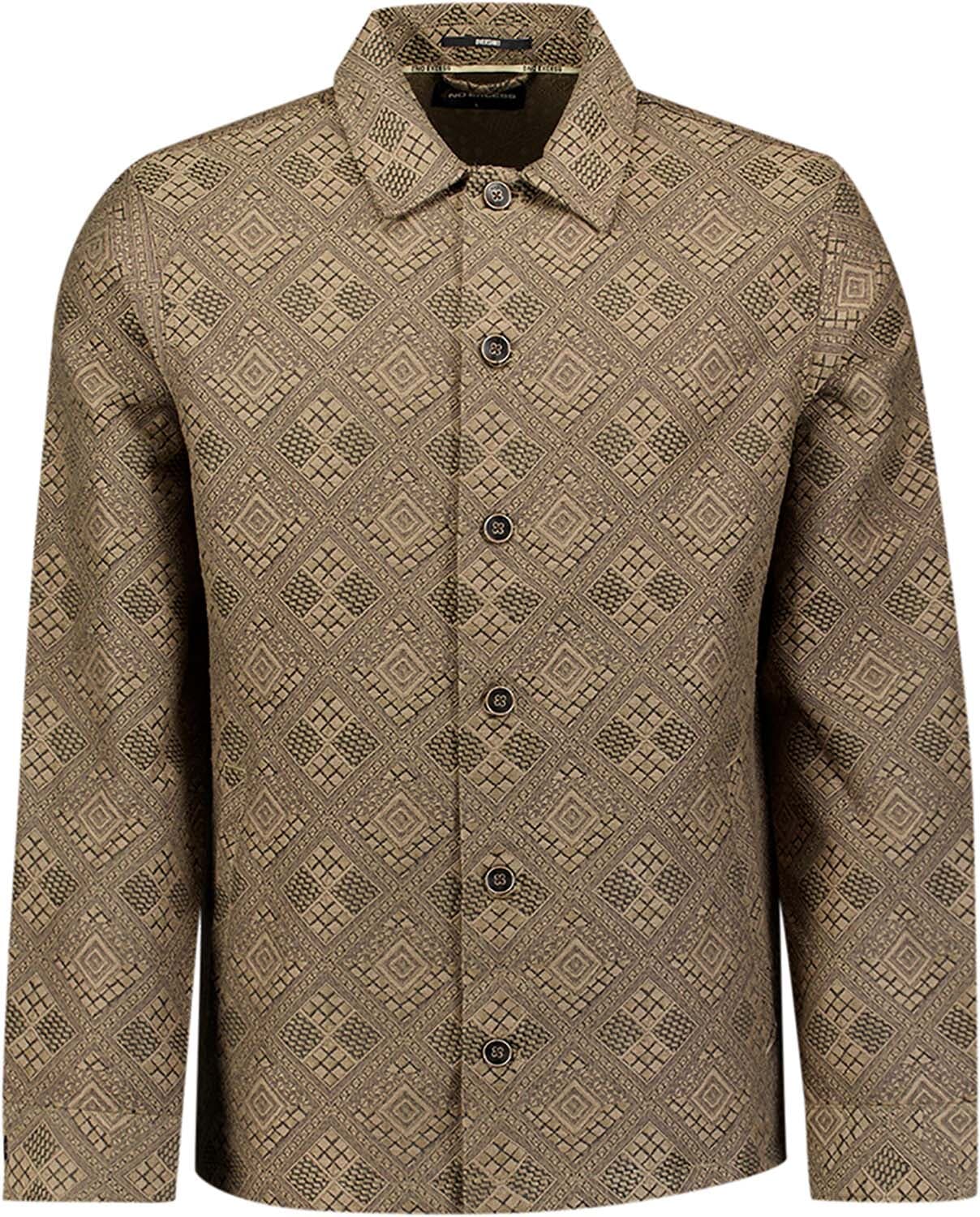 No Excess Overshirt Full Button Jacquard Taupe