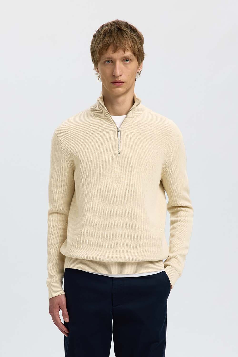 Selected Homme Trui  Half-zip Dane Beige
