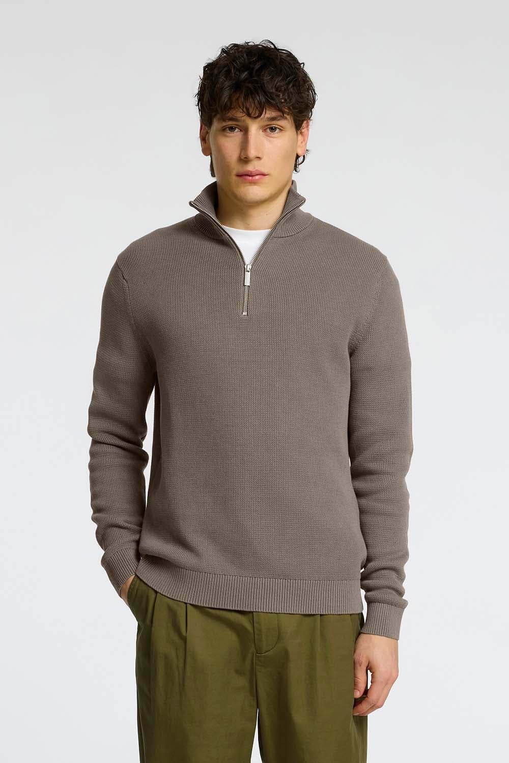 Selected Homme Trui  Half-zip Dane Kaki