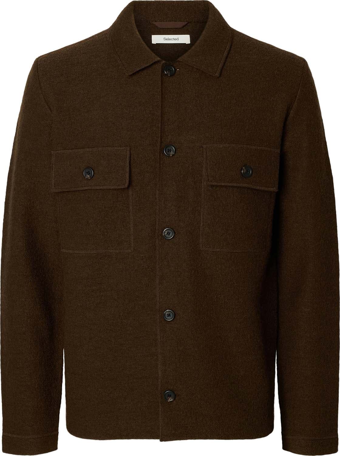 Selected Homme Gebreid Overshirt Nealy Workwear Bruin