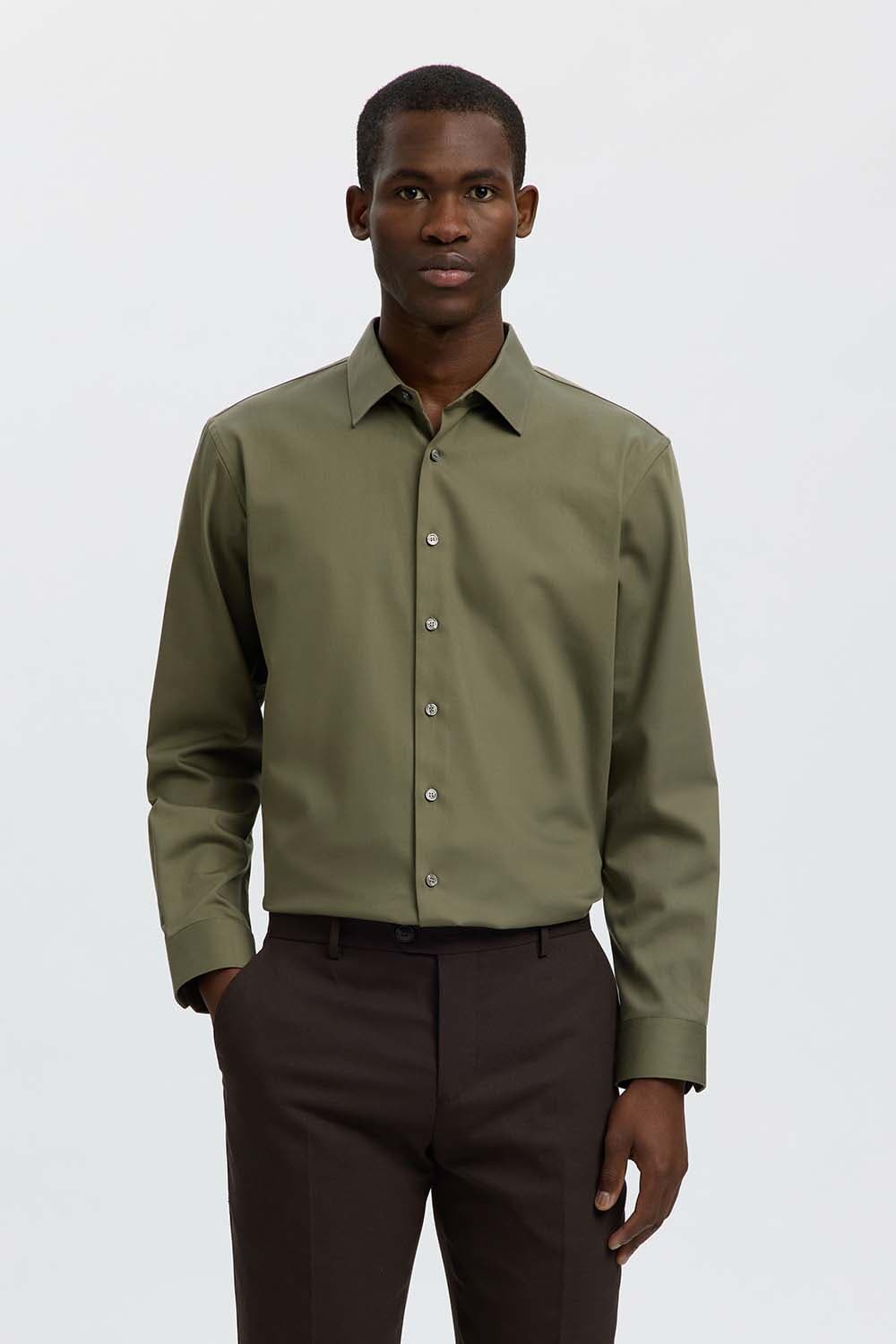 Selected Homme Overhemd Slimfilip Performance Groen