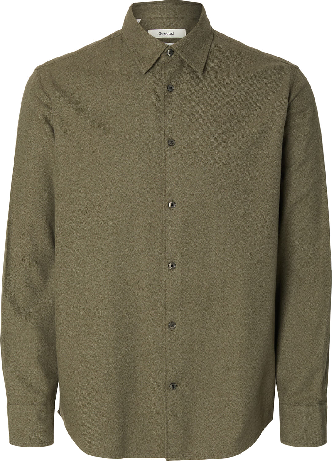 Selected Homme Overhemd Claus Noah Brush Twist Mos Groen