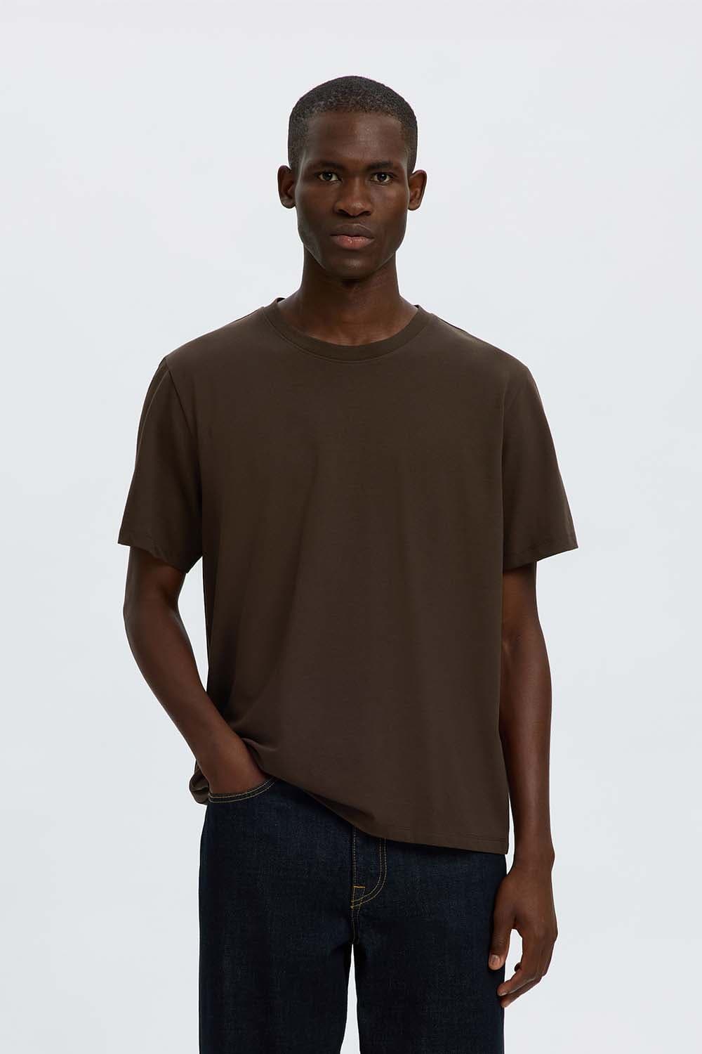 Selected Homme T-shirt Atlas Bruin