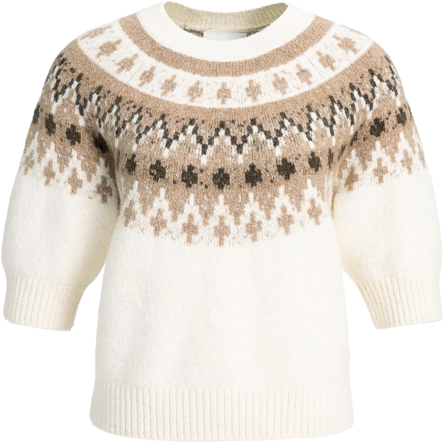 Yaya Trui Gebreide met Noors Jacquardpatroon Beige