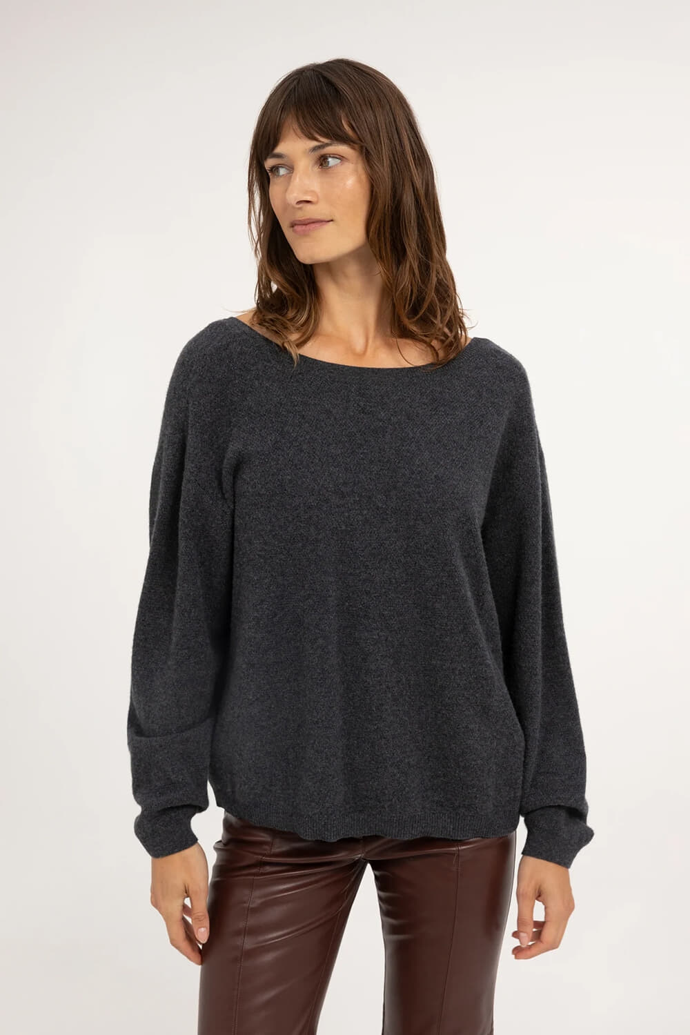 Yaya Vest met afneembare kraag Antraciet