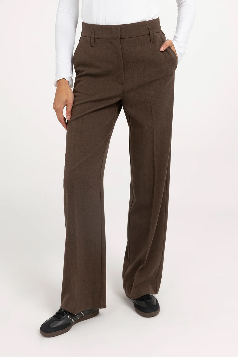 Yaya Pantalon Geweven met Rechte Pijpen Bruin