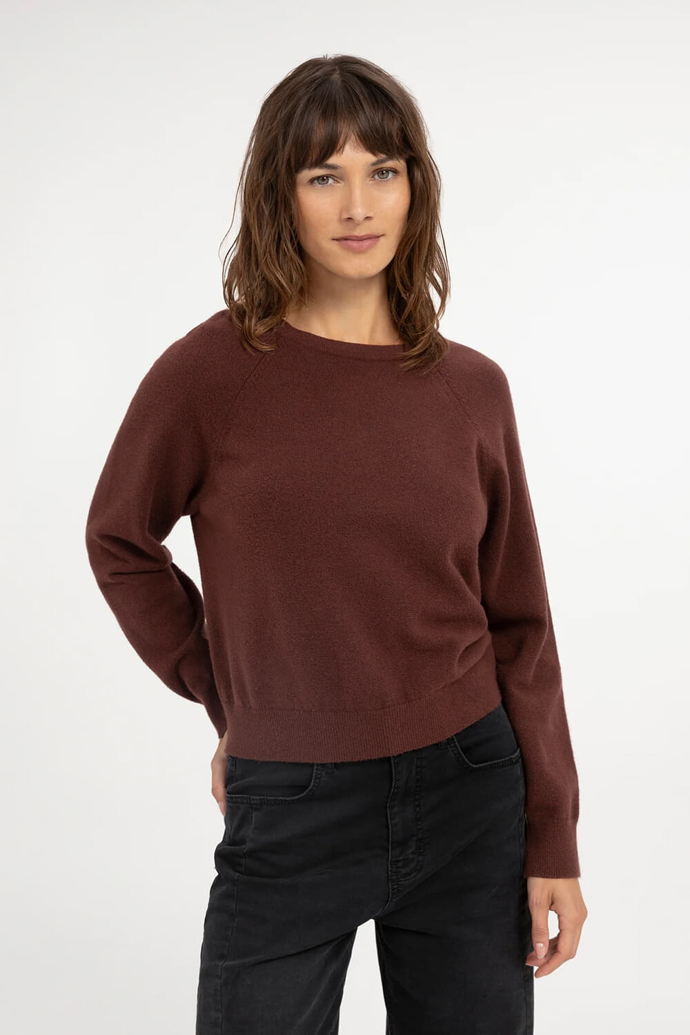 Yaya Vest met geweven details Bruin
