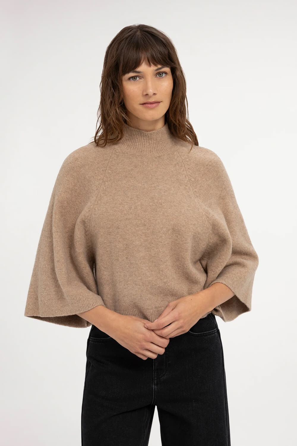 Yaya Wikkelvest met lange mouwen Beige