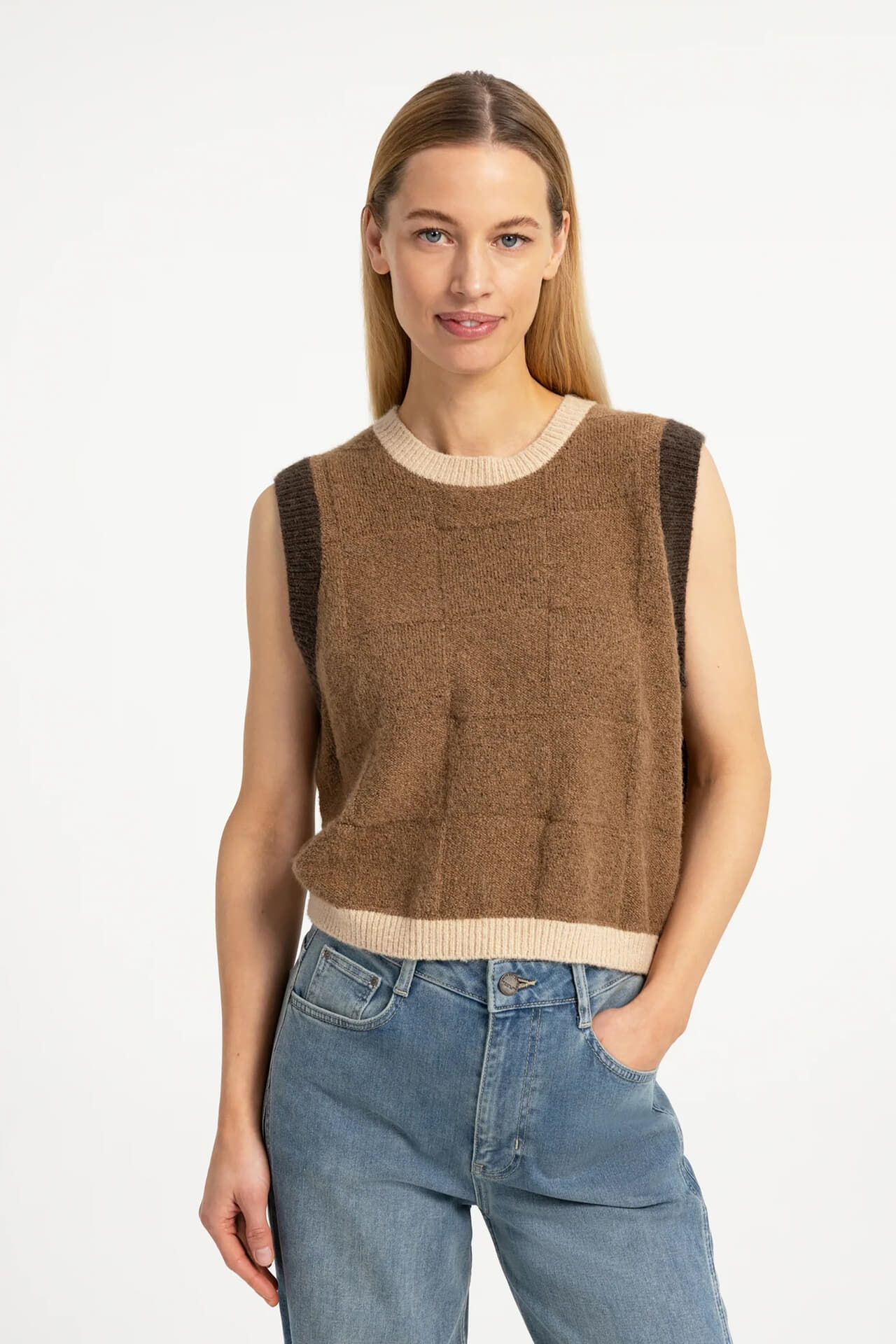 Yaya Spencer met geruite textuur Bruin