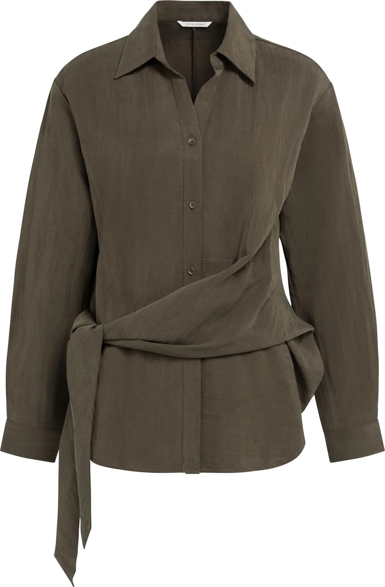 Yaya Blouse met lange mouwen en kno Bruin