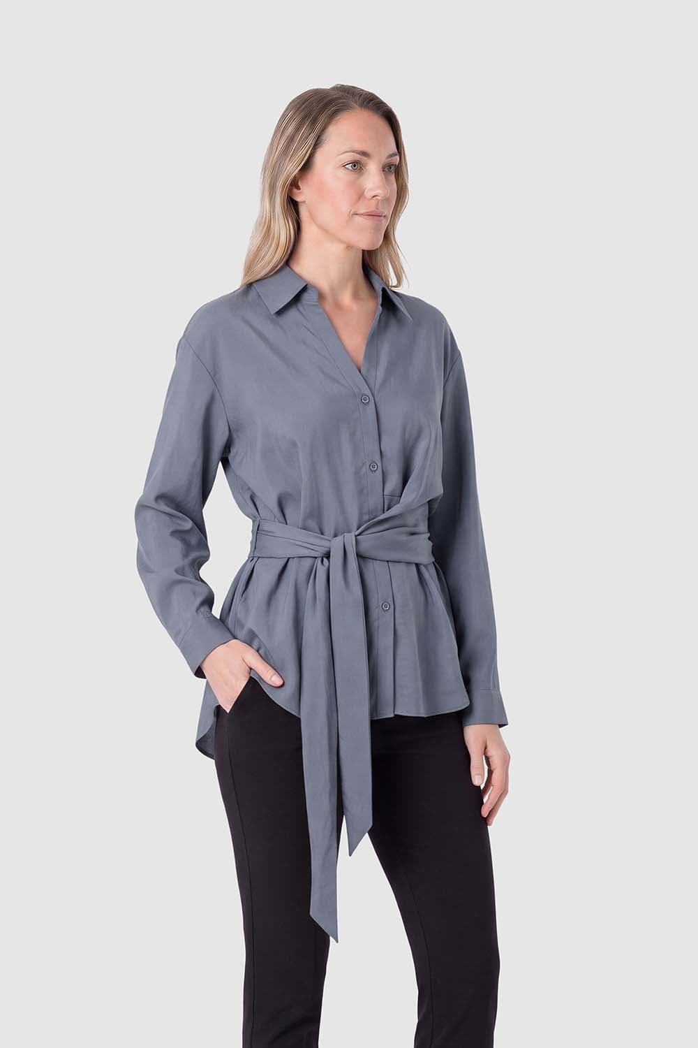 Yaya Blouse Knoopsluiting  Grijs
