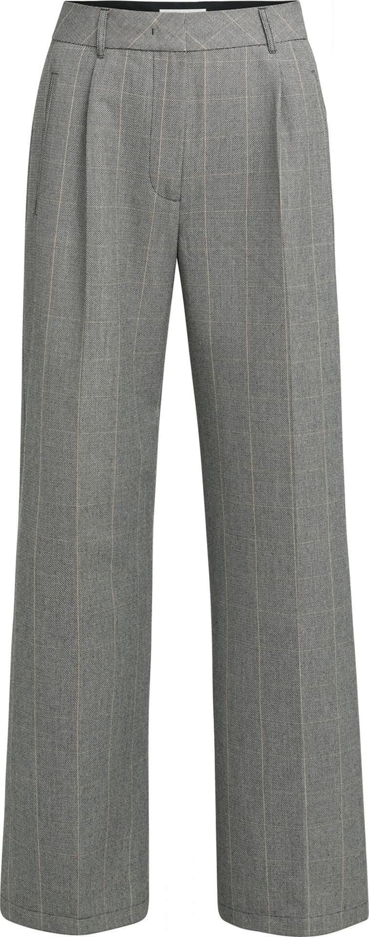 Yaya Geweven, wijde broek met ruitp Zwart