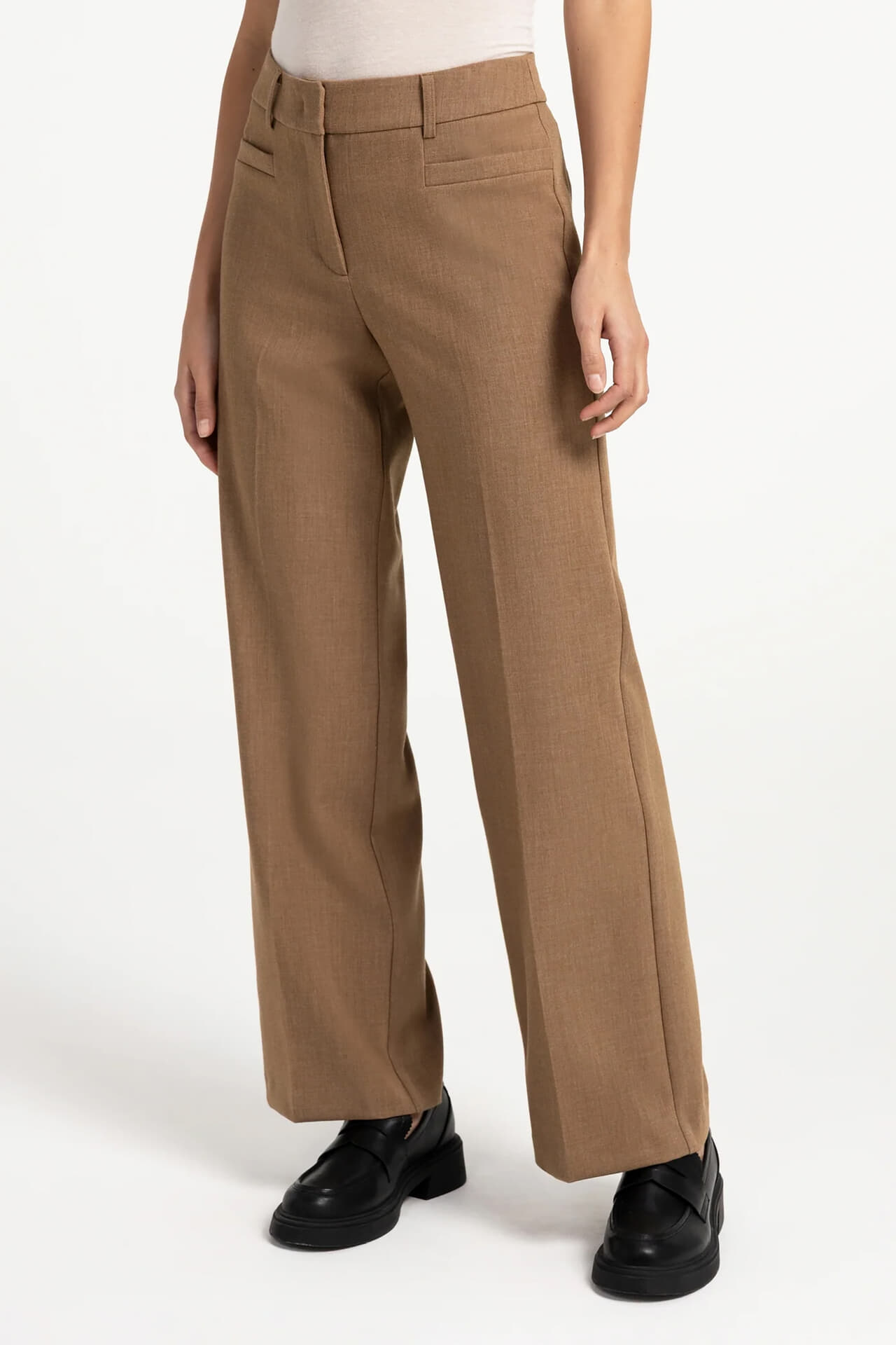 Yaya Geweven broek met rechte pijpe Bruin