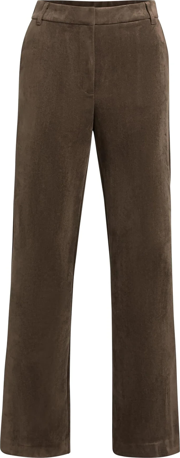 Yaya Broek met wijde pijpen Suede Bruin