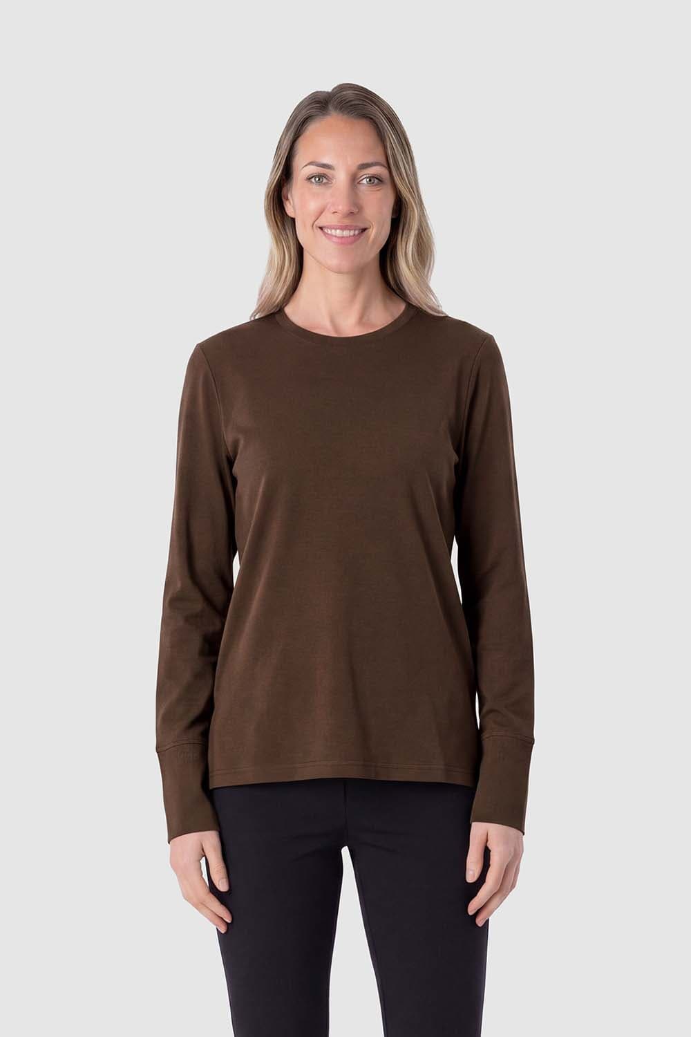 Yaya Top met lange mouwen Jersey Bruin