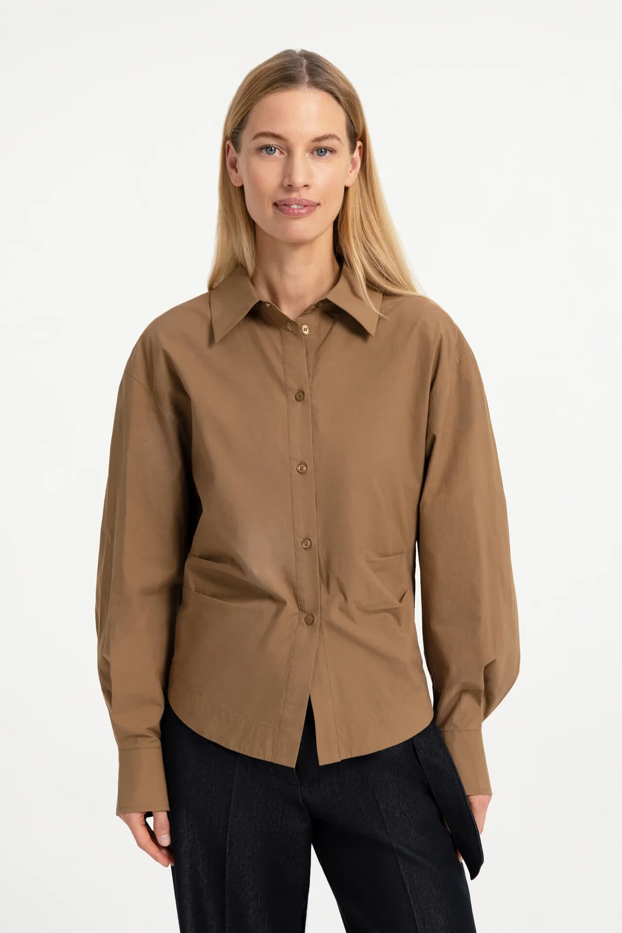 Yaya Blouse met tailleaccent  Chocolade Bruin
