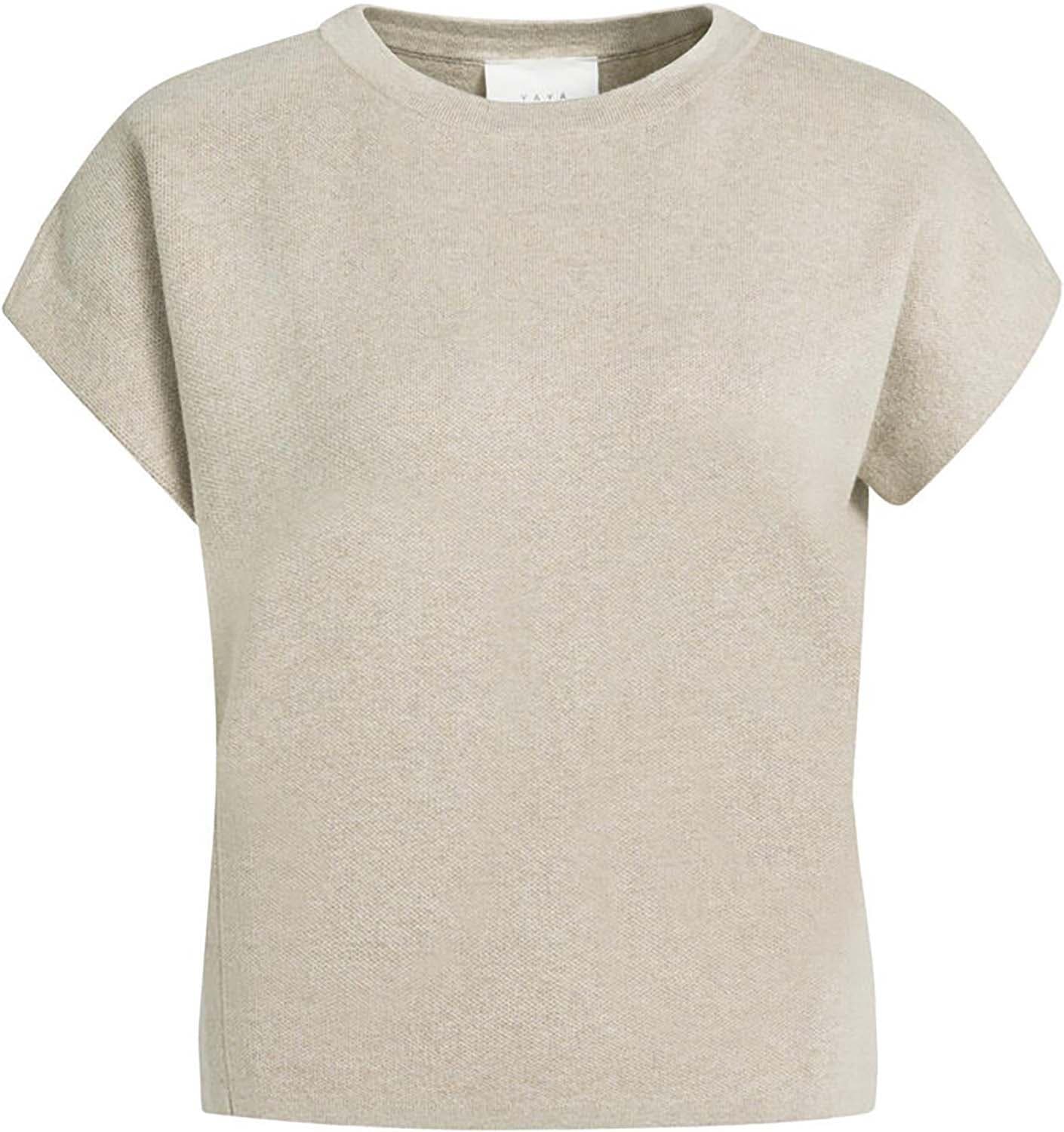 Yaya Mouwloze jacquard trui Camel