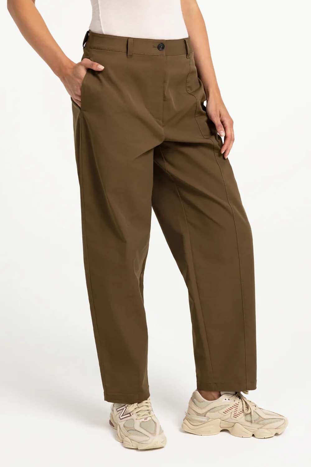 Yaya Geweven loose-fit broek met re Bruin