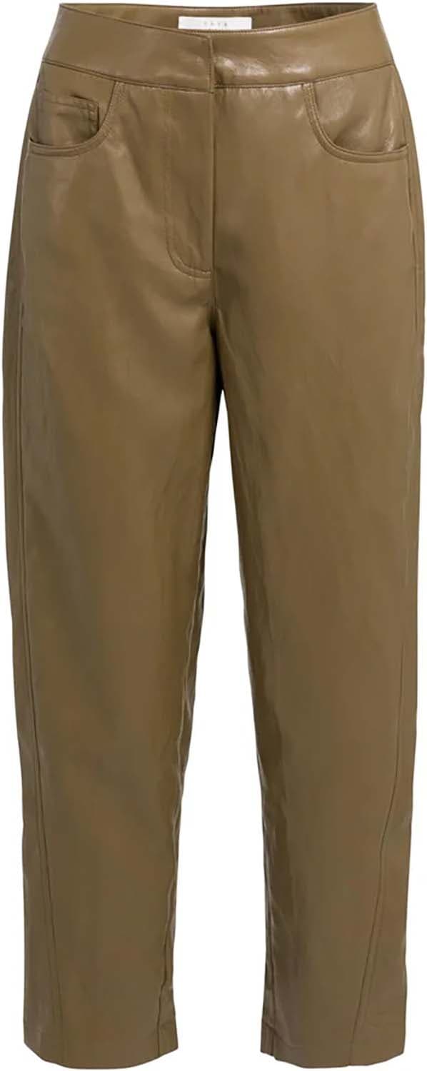 Yaya Kunstleren broek met wortelmod Bruin