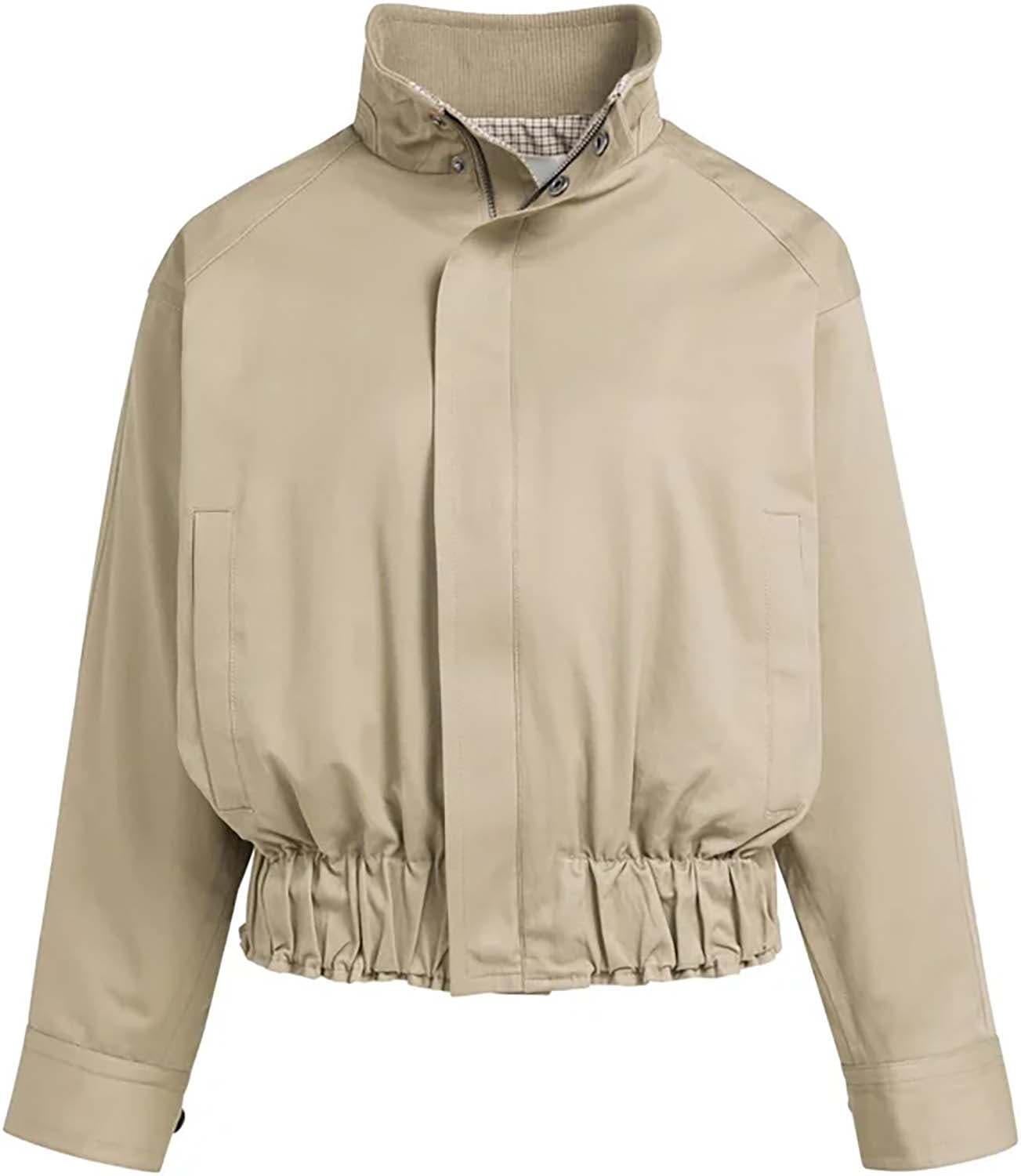 Yaya Geweven oversized jas met geru Chocolade Bruin