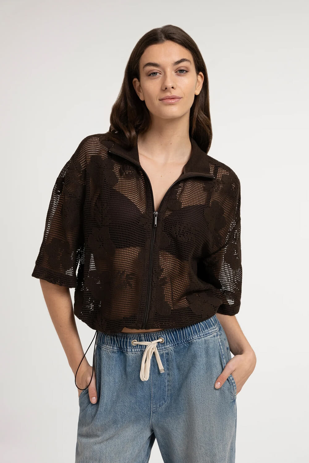 Yaya Blouse  Donker Bruin
