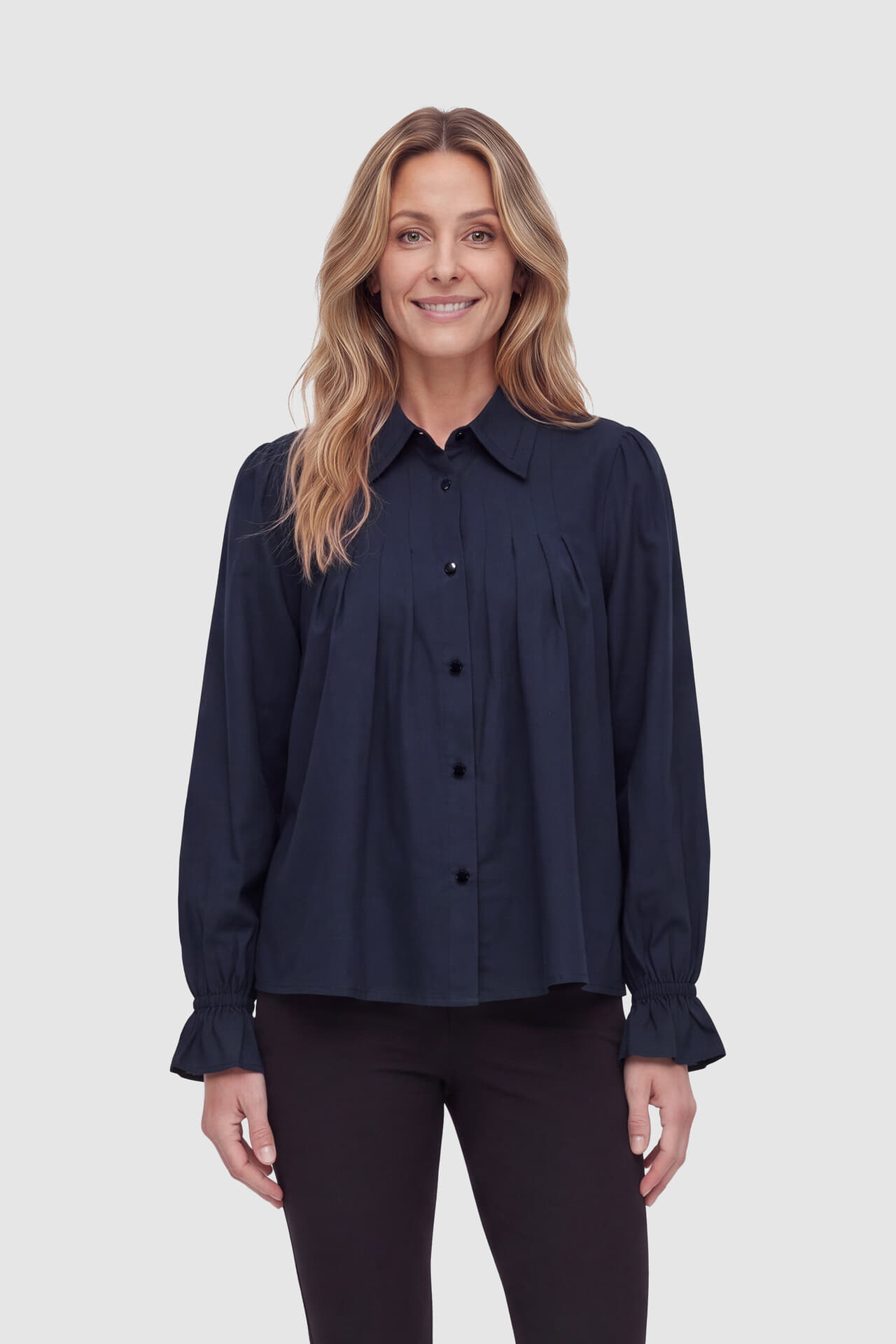 Yaya Blouse Doorzichtig Geplooid Zwart