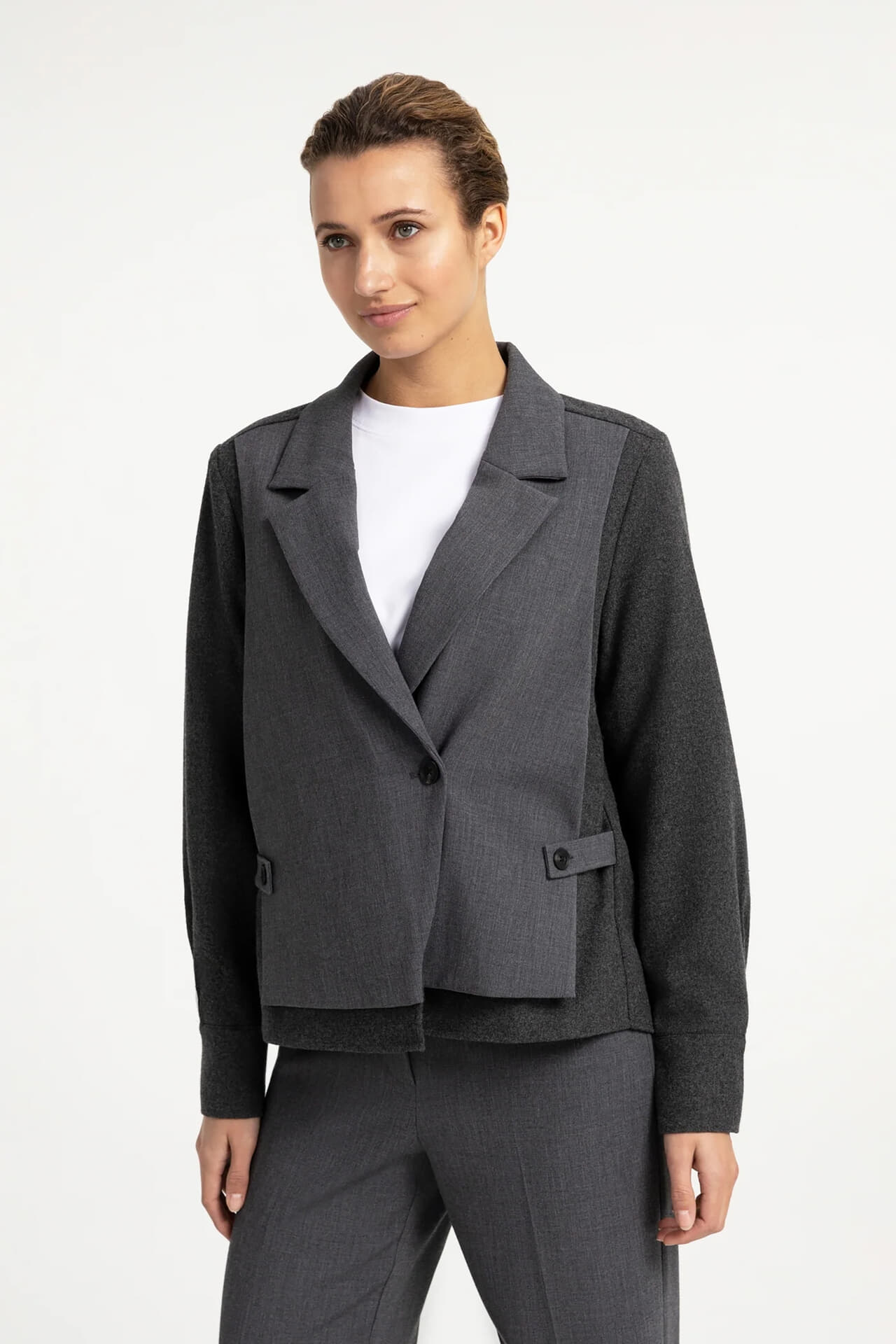 Yaya Geweven, losvallende blazer me Antraciet