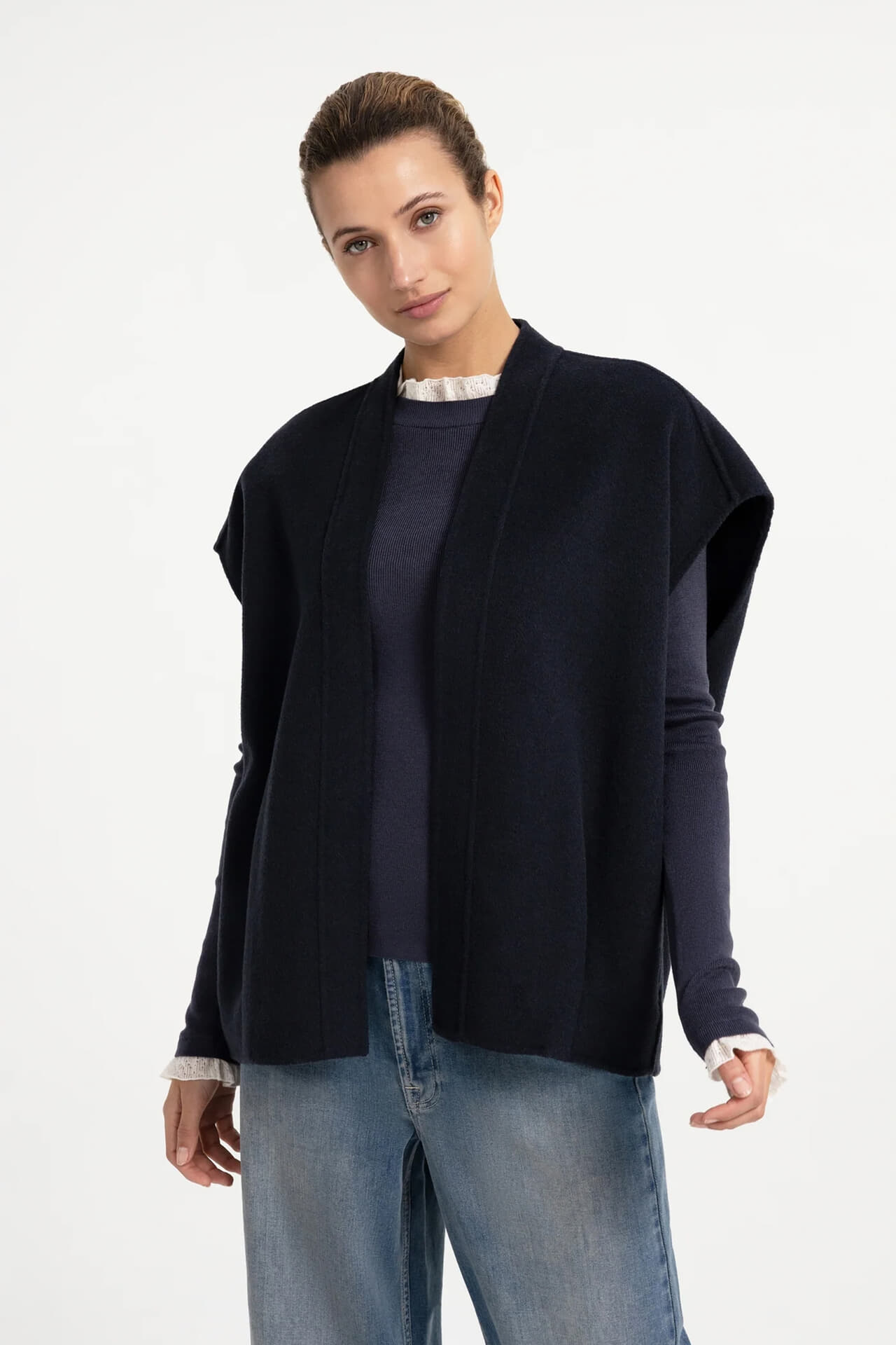 Yaya Oversized bodywarmer van wolmix Zwart