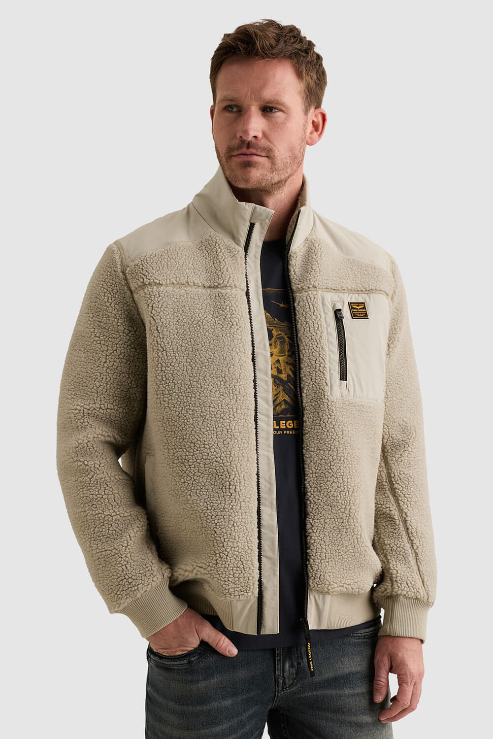 Pme Legend Jack Sherpa Hybrid met rits Grijs