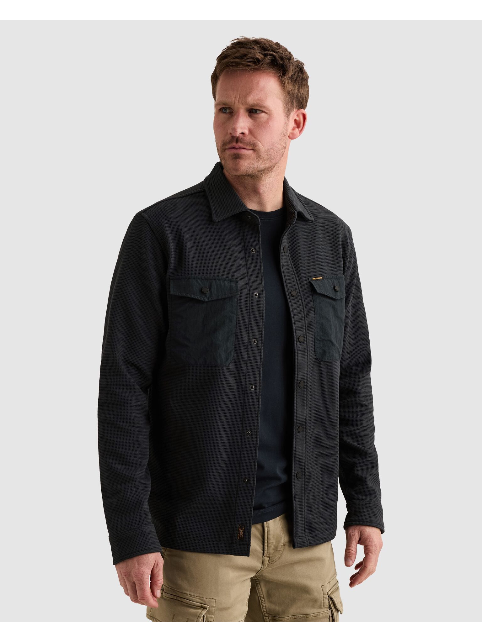 Pme Legend Overhemd Waffle Jersey Navy