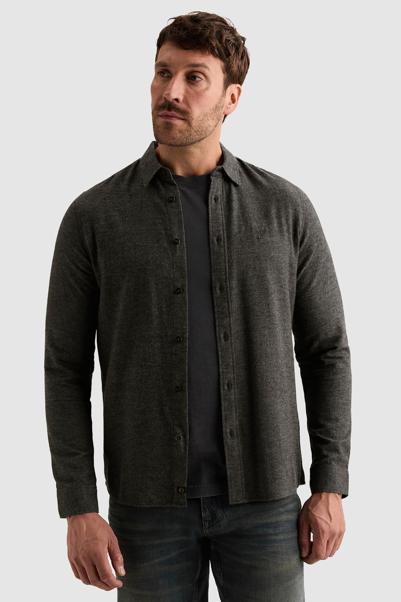 Pme Legend Long sleeve shirt Yarn dye Zwart