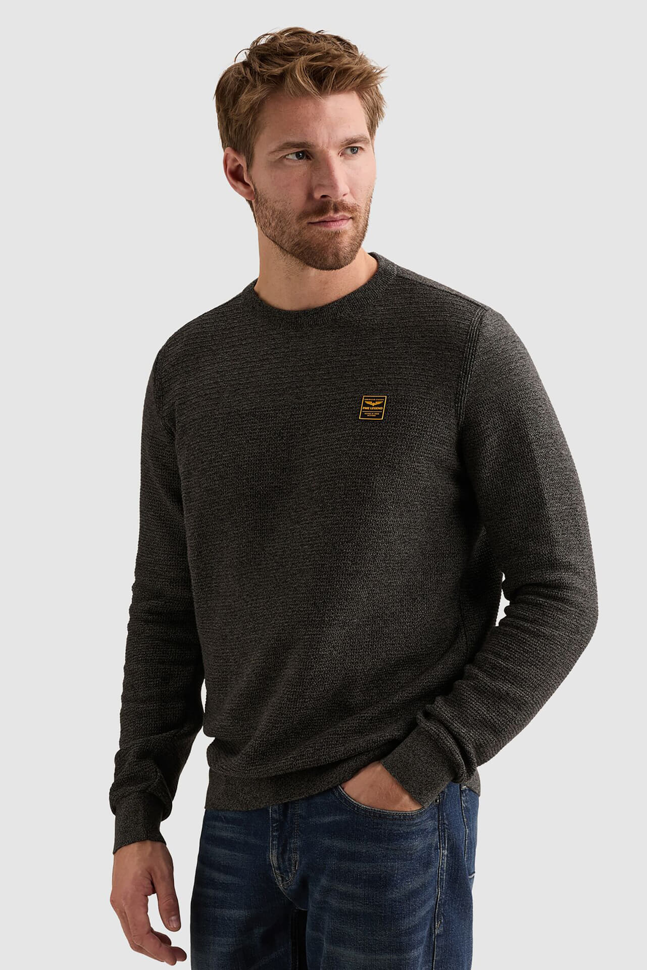 Pme Legend R-neck cotton mouline Zwart