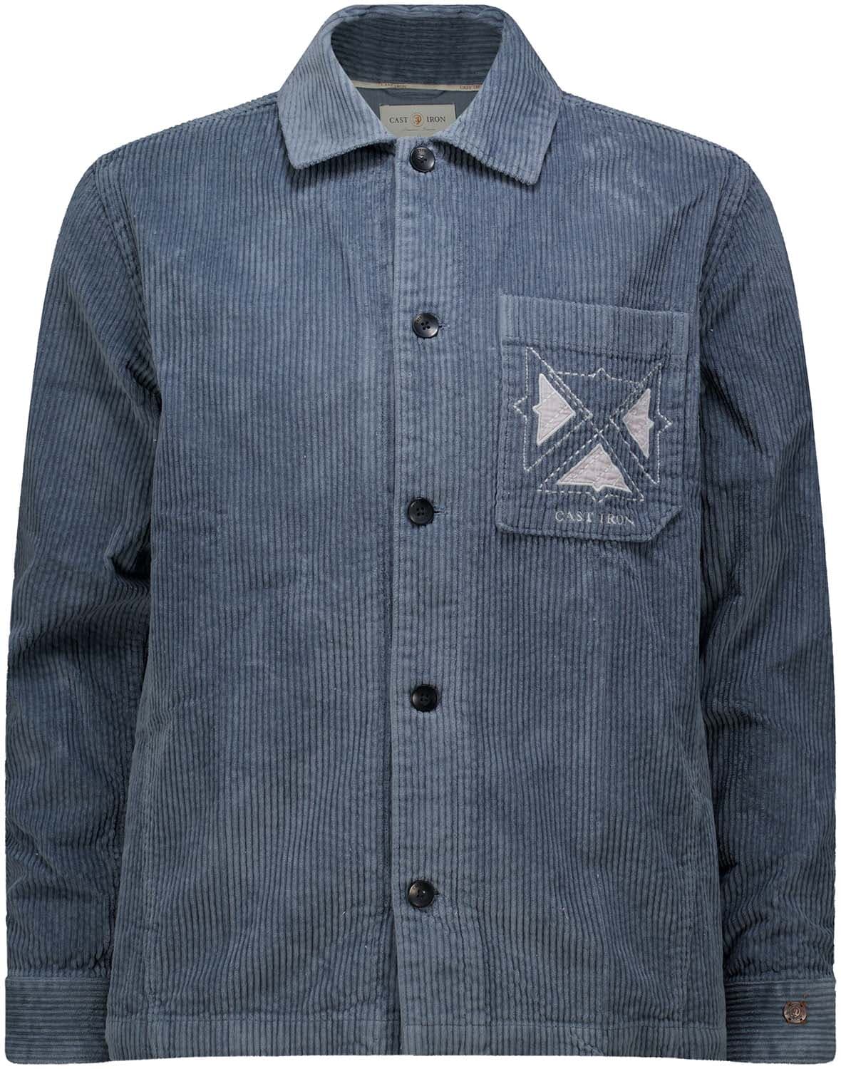 Cast Iron Overhemd Long Sleeve Shirt Placed Embroider Grijs