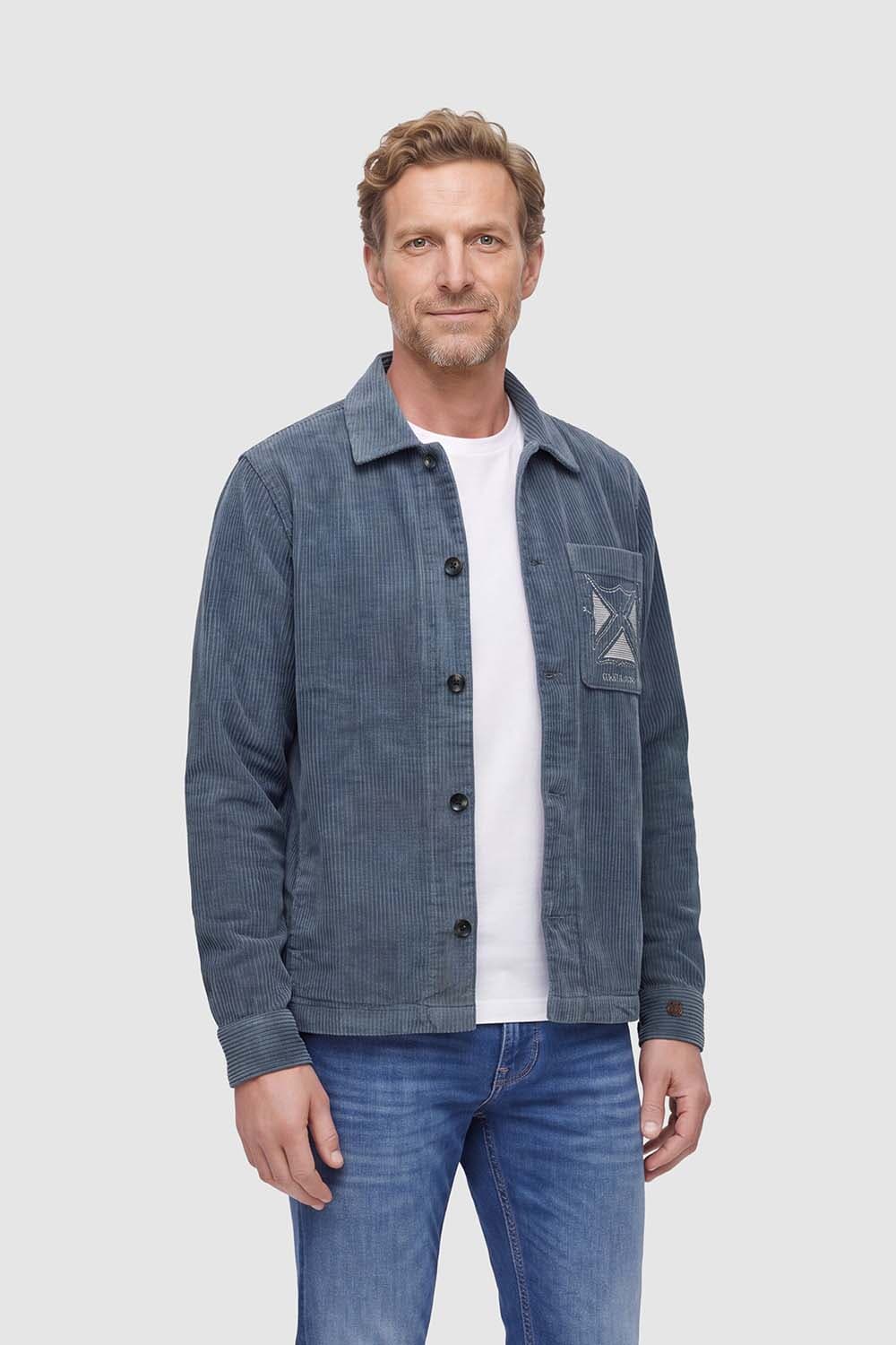 Cast Iron Overhemd Long Sleeve Shirt Placed Embroider Grijs