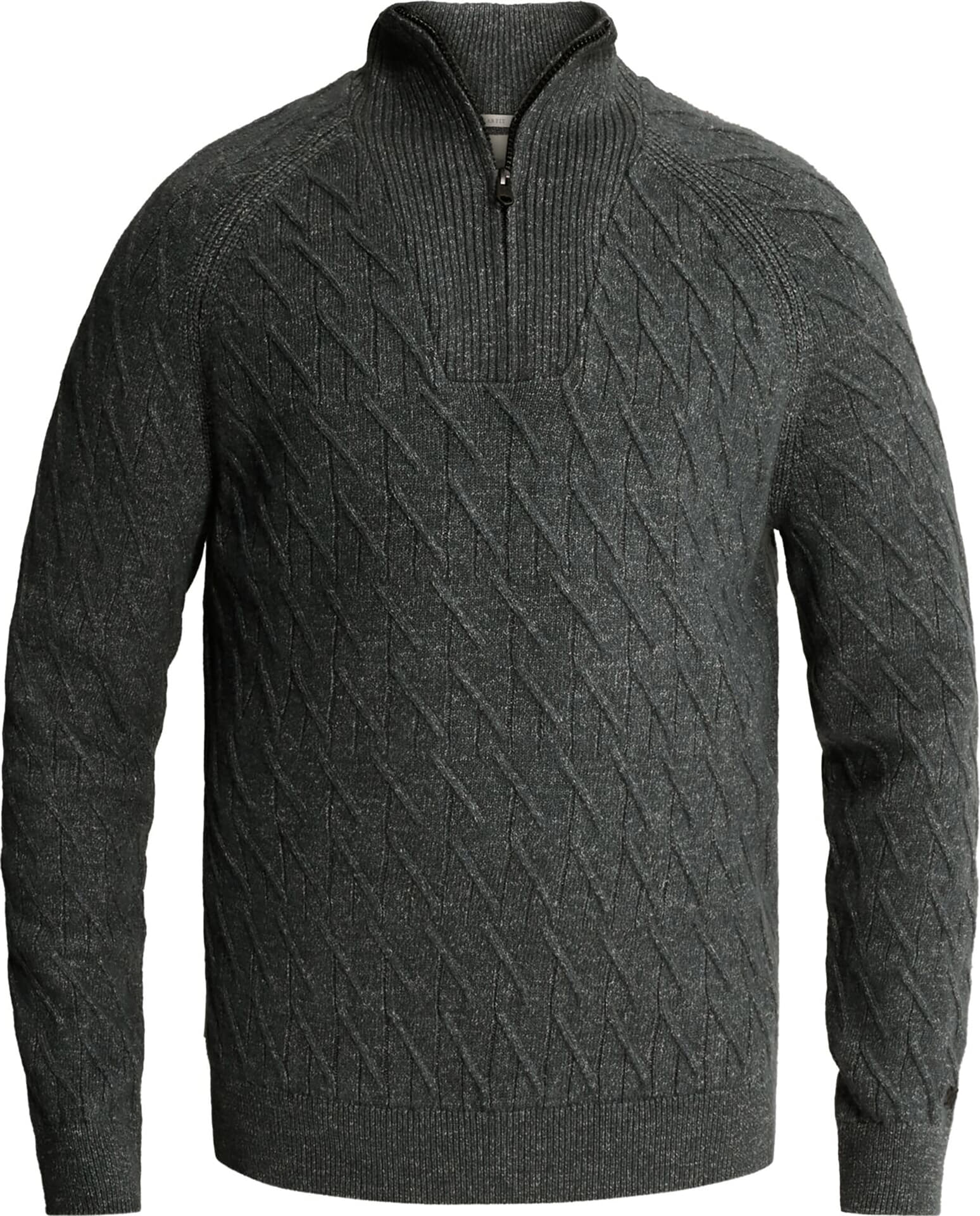 Cast Iron Half zip collar regular fit cotton Grijs