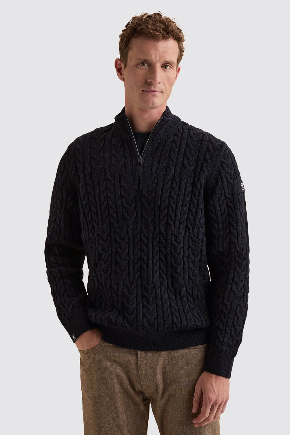 Vanguard Trui Half Zip Collar Wool Blend Indigo