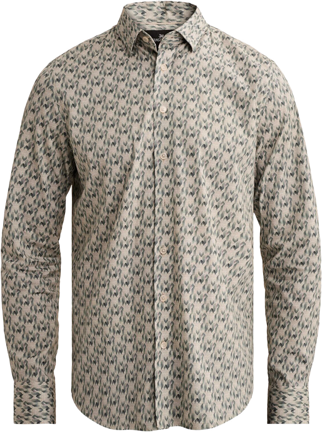Vanguard Overhemd  Long Sleeve Shirt Print On Poplin Taupe