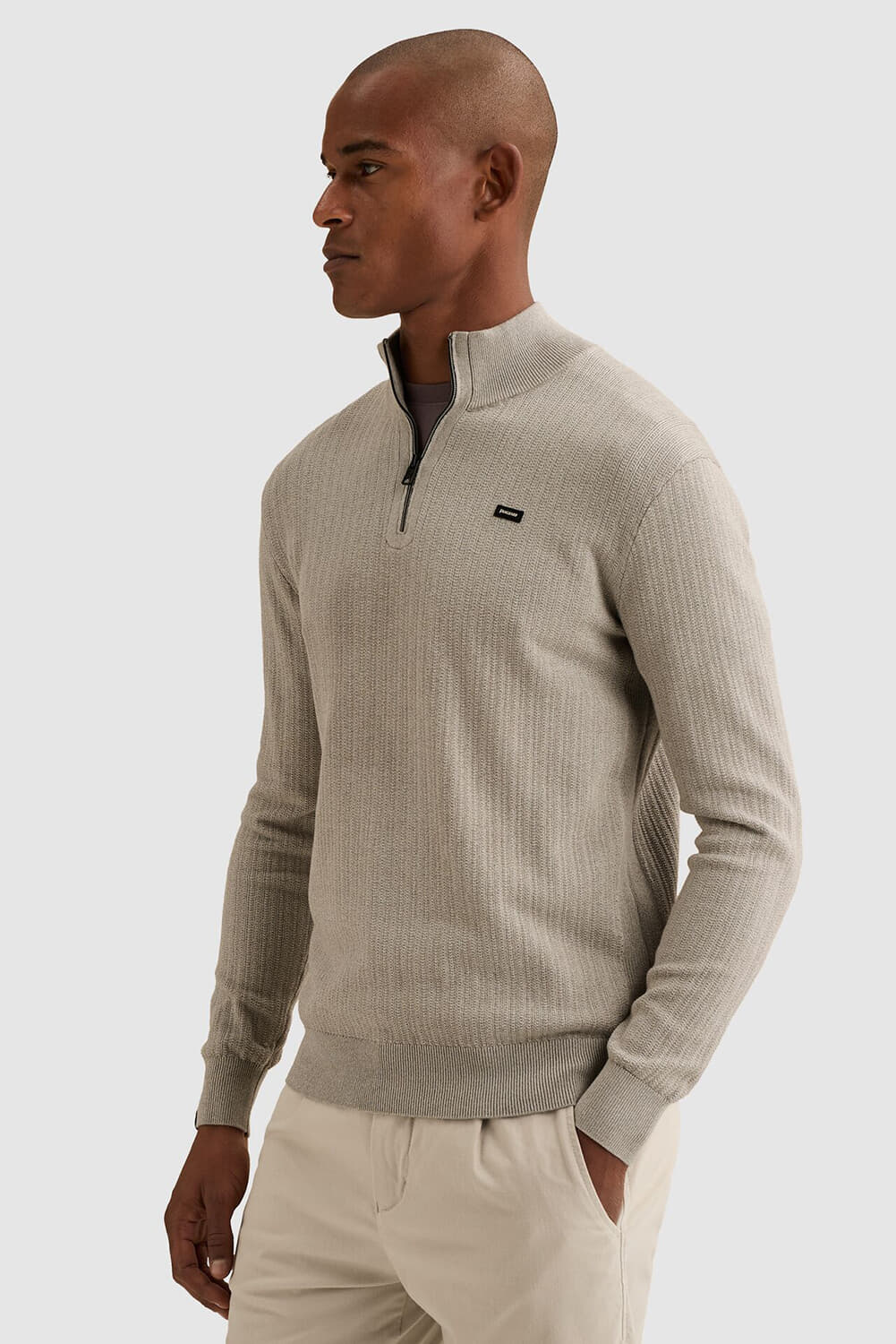 Vanguard Trui Half Zip Collar Gentleman's  Taupe